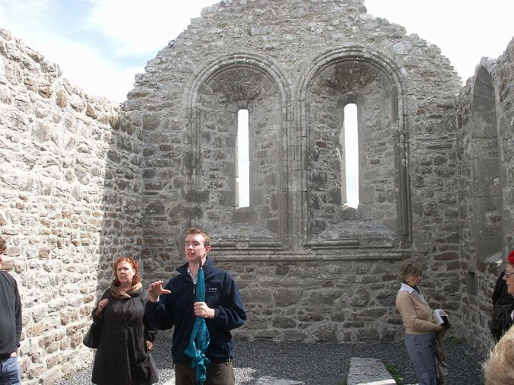 PICT0940.JPG - Clonmacnoise - Karen Preston with Sean inside the Cathedral (MD)